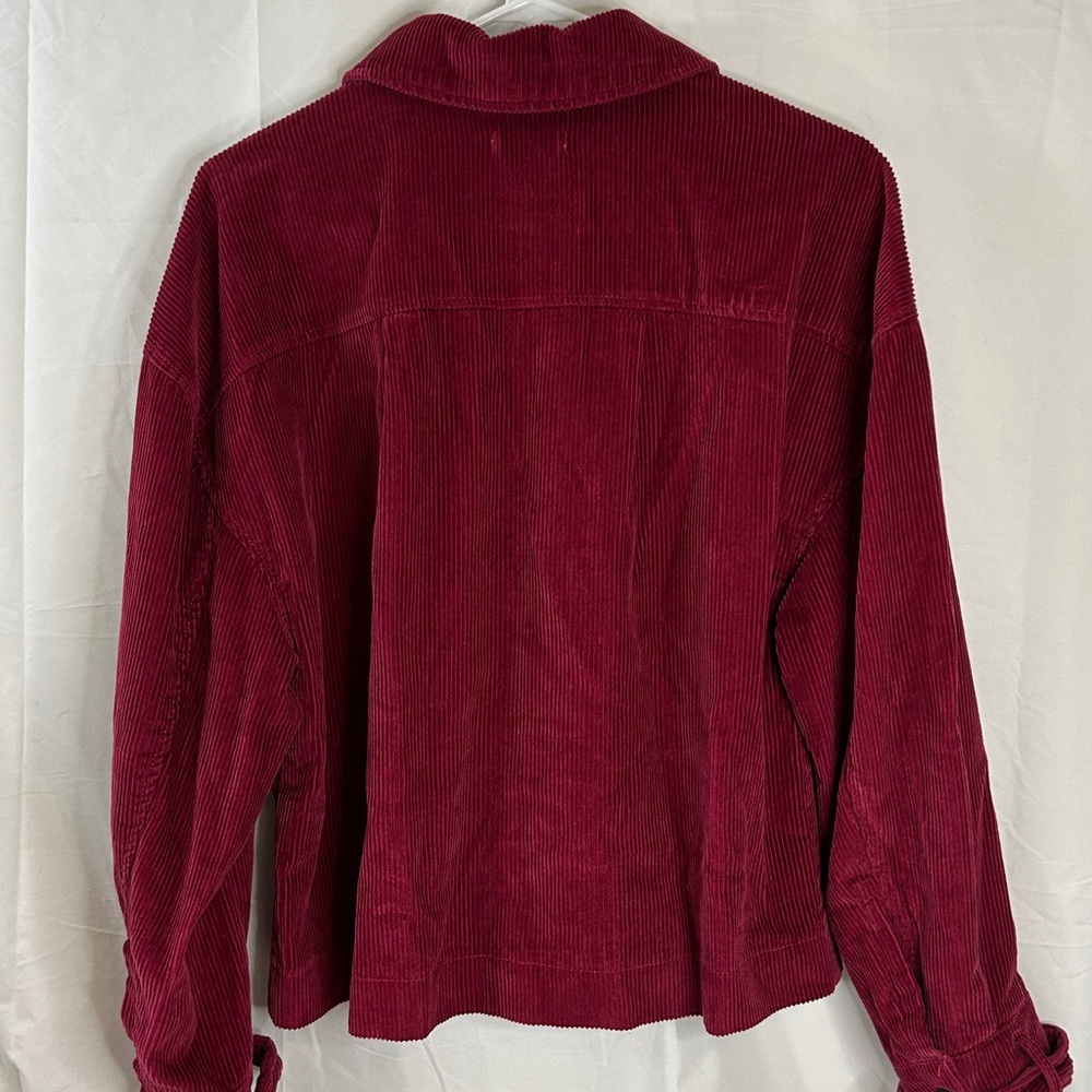AVEC LES FILLES Shirt Corduroy Button Down long sleeve‎ Raspberry Women’s Small - Picture 2 of 11